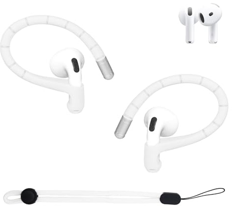 umvowuxa Anti-Lost Ear Hook for AirPods 4/AirPods Pro 2/AirPods Pro/AirPods 3,Anti-Slip Sports Accessories Ear Hooks,for AirPods Accessories Lanyard(White)