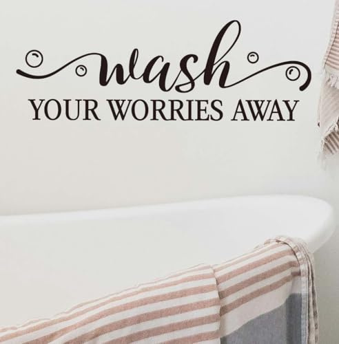 SUPERDANT Stickers Muraux Salle De Bain Noir Lavez Vos Soucis Autocollant Mural Pour Baignoire Et Douche Art En Vinyle Amélioré Décoration De Maison Cadeau De Pendaison De Crémaillère