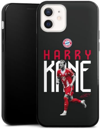 Slim Case extra dünn kompatibel mit Apple iPhone 12 Silikon Handyhülle schwarz Hülle FC Bayern München Harry Kane Offizielles Lizenzprodukt