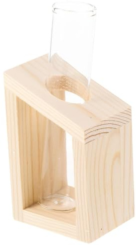 NUOBESTY Klares Reagenzglas pflanzenterrarium mit Holzständer Kleines Hydroponik vasen Zimmerpflanzen Dekorative Tischvermehrung und Moderne Heimdekoration