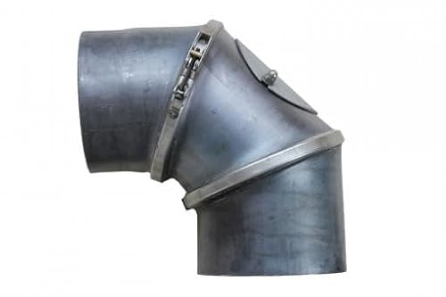 MÖCK Ofenrohr, Blank, Stahlblech, Ø 160 mm (Bogen verstellbar 0-90° mit Tür) für Kaminöfen und Heizkessel