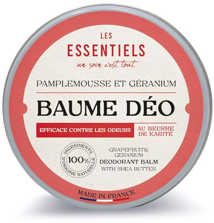 LES ESSENTIELS Deodorant Cream Grapefruit & Geranium - Deodorant for Women and Men, Organic Certified Cosmos Organic, Vegan without Aluminium, Deodorant with Shea Butter, Babassu & Jojoba, Made in