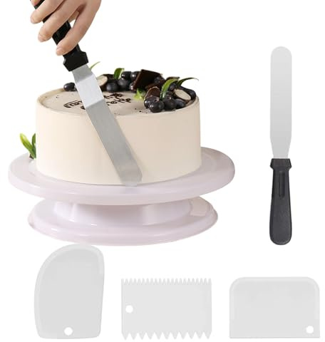 Juego de 6 platos giratorios para tartas, soporte giratorio de 28 cm, espátula de mantequilla, juego de espátula, giratorio liso de 11 pulgadas, placa para tartas, accesorios para