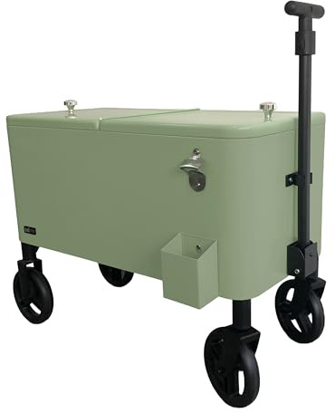 AXI Retro Refrescador Verde | Carrito/Nevera/Nevera con Ruedas - 76 litros | Nevera movil para el Jardin/Exterior.
