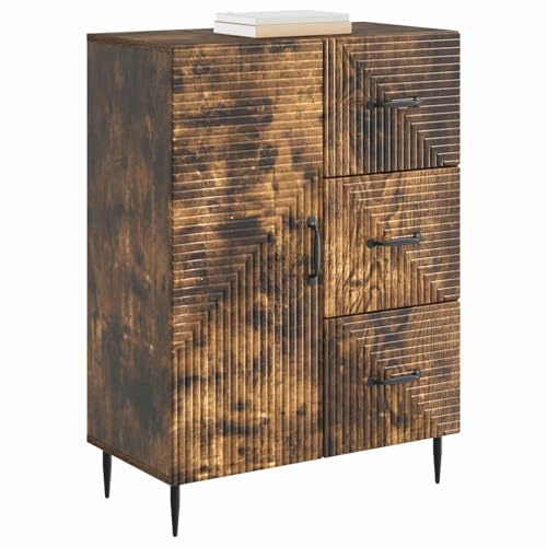 vidaXL Sideboard Geräucherte Eiche 66 x 34,5 x 89,5 cm Holzwerkstoff, Elegantes Sideboard, Vintage Aufbewahrung für Wohnzimmer, vielseitiger Esszimmer-Schrank
