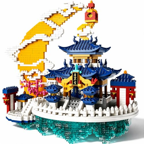 2688 pièces LED Maquette d’Architecture Chinoise du Palais de la Lune | ensemble de micro briques , kit de construction créatif déco pour adolescents et adultes 14 ans