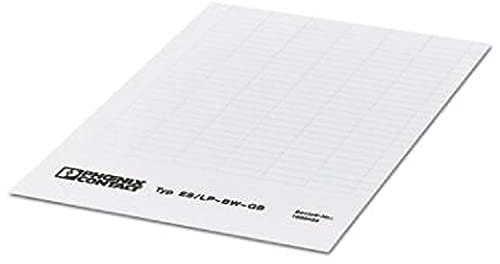 PHOENIX CONTACT ES/LP-BW-GB Einsteckstreifen, Bogen, Unbeschriftet, 29mm x 8 mm Schriftfeldgröße, 150 Einzelschilder, Weiß, 10 Stück