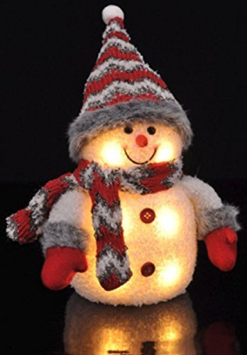 Gravidus LED Deko Schneemann Mit Schal Mütze und Handschuhen Weihnachten Beleuchtung (rot)