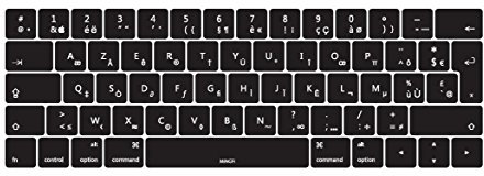 MiNGFi Protection Clavier Silicone Français AZERTY pour MacBook Pro 13 A1706/A1989/A2159 (2016–2020), Pro 15 A1707/A1990 (2016–2019) EU/ISO - Noir