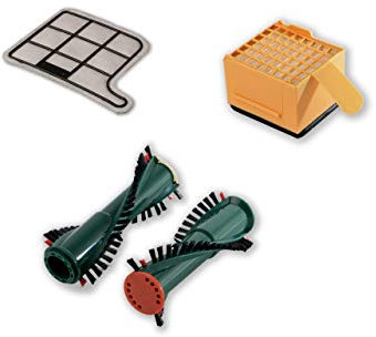 4 PZ FILTRO Set adatto per Vorwerk Folletto VK 135/136: 1 Hygiene-Microfiltro + 1 Filtro motore + 2 Spazzole et 340, EB 350/351 (1 Coppia) di eVendix®