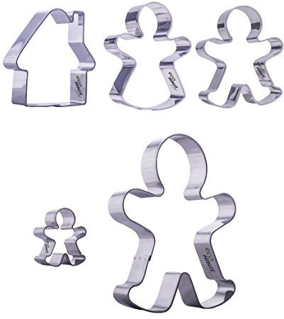 CULIMI Ausstechformen Lebkuchen - 5 Stück Set Plätzchen Ausstecher Lebkuchenpuppe Lebkuchenhaus Lebkuchenmann Edelstahl