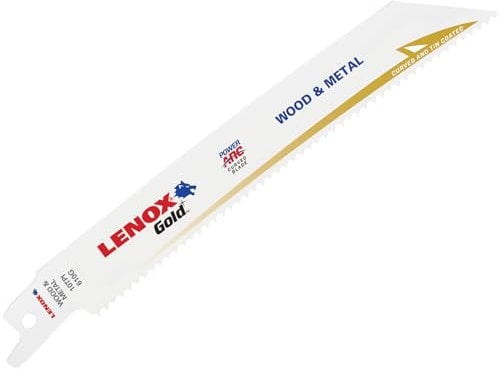 Lenox 21064610GR Reciprocating Saw Blade Power Arc 10 Teeth, 0 V, White/Gold, Set of 5 Piece