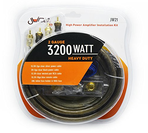 Juice Car Audio JWTRU21 3200W 2 Gauge High Power Heavy Duty Amplifier Wiring Kit, With Power and RCA Cables, ANL Fuse and Holder