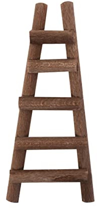 Scala in Miniatura per Presepe, 5 Pioli, Scaletta Decorativa per Ambienti di Campagna di Presepi, Scala in Miniatura per Modellismo e Presepe, Legno, Marrone, 15 x 6 Centimetri