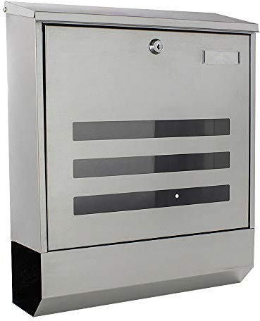 Profirst Briefkasten Mail PM 690 Edelstahl Zylinderschloss 2 Schlüssel Namensschildhalter Sichtfenster Zeitungsbox inkl. Befestigungsmaterial