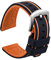 ULLCHRO Bracelet Montre Remplacer Silicone Bracelet Montre Bicolore - 20, 22, 24, 26mm Caoutchouc Montre Bracelet avec Acier Inoxydable Boucle Argent (20mm, Noir et Orange)
