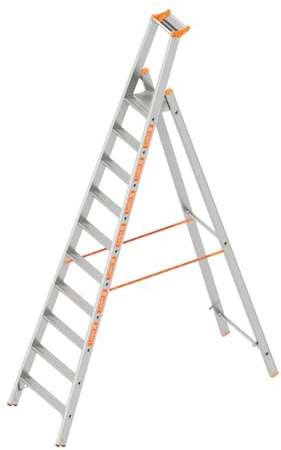 Layher Stufenstehleiter einseitig begehbar 10 Stufen / 320 cm Länge Topic 1064 Stehleiter Leiter Stufenleiter Bauleiter Leiter ALU