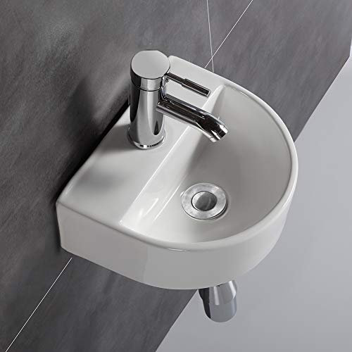 Lavabo ovalado de cerámica para guardarropas pequeñas (medio círculo)