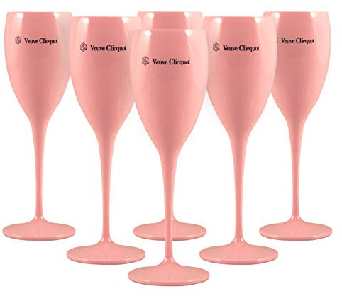 Veuve Clicquot Lot de 6 flûtes à champagne en plastique rose