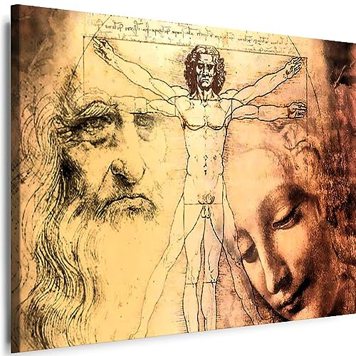 Myartstyle - Bilder Werke von Leonardo Da Vinci Menschen 100 x 70 cm LeinWandBilder Xxl - 1 Teilige WandBilder Art 3D Modern Kunstdrucke w-a-2044-46