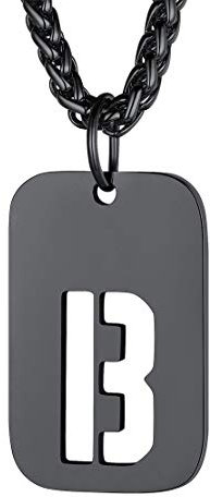 FindChic Schwarzer Kettenanhänger Militärischen Erkennungsmarke Alphabet B Kette mit Namen Gravur Freundschaftskette für Paar Pärchen