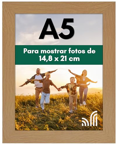 Americanflat A5 Photo Frame in Dark Oak - Engineered Wood with Shatter Resistant Glass - Horizontal and Vertical Formats for Wall and Tabletop - 14.8x21 cm
