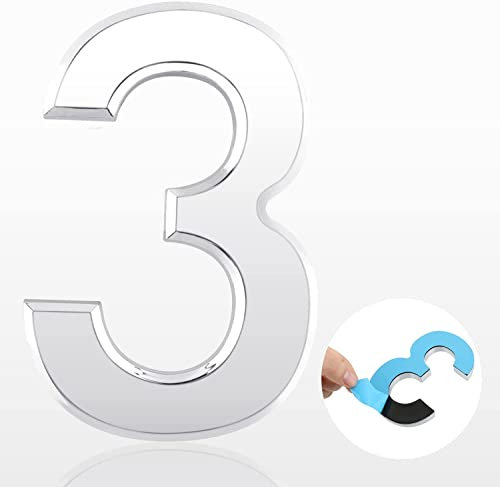 Numeri civici autoadesivi 3D da 7 cm, Numeri Civici Autoadesivi Numeri di Indirizzo Impermeabili Adesivi, numeri per casa, ufficio, hotel, appartamento, porta, camera parete, nastro-Numero 3