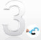 3D Self Adhesive Mailbox Numbers 7cm House Numbers Street Address Number Mailbox Sign for Home Office Room - 3 (Silver)