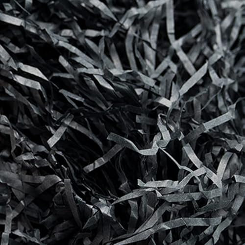 100g Raffia Hamper Shreds, Geschreddertes Seidenpapier Füllmaterial, Geschenkfüllung Papierschnitzel für DIY Party Hamper Füllung und Geschenkverpackung für Geschenkbox Dekorations (Schwarz)