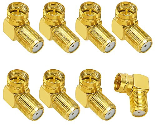 KUOQIY 8 Pezzi F Connettore 90 Gradi, F Maschio a Femmina F Spina Antenna TV ad Angolo Retto, Cavo Accoppiamento Spina Angolo F Adattatore Angolare, Cavo Coassiale 7mm Adattatore F Presa F Via
