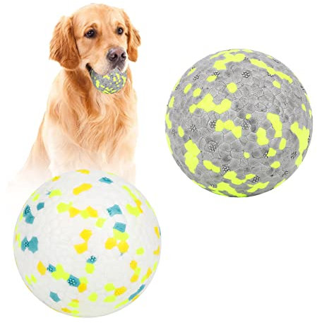 2 Stück Hundeball Hundespielzeug Ball,Unzerstörbar Gummi Hohe Dehnbar Hundebälle,Langlebiger Solider Interaktives Ball,Widerstandsfähige Zähne Training Wasserspielzeug,für kleine mittlere große Hunde
