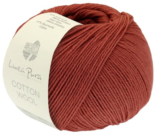 LANA GROSSA Cotton Wool | Klassisches Schurwollgarn mit Baumwolle | Handstrickgarn aus 53% Schurwolle (Merino extrafein) & 47% Baumwolle | 50g Wolle zum Stricken & Häkeln | 195m Garn FB 15