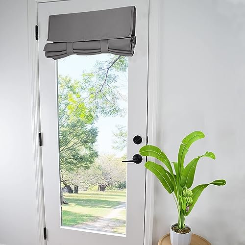 Kleine Vorhänge für französische Türen mit Türfenster, Raumverdunkelung, einfarbig, für Glastür, Vordertür, Seitenlichtvorhang, Raffrollo, 76,2 x 178,8 cm (B x L), Dunkelgrau, 1 Stück