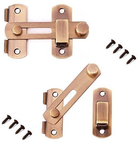 Boutihao 2 Pezzi Chiusura Della Porta in Acciaio Inossidabile, Serratura Porta Chiusura Serratura Scorrevole con Viti, per Bagno, WC, Mobili, Porte,Finestre