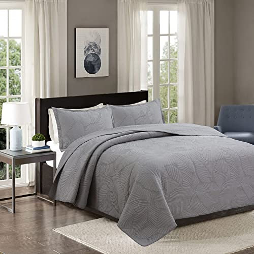 Couvre Lit Estampé, Dessus De Lit Et Couvre Lits 2 Personnes Microfibre, Couette De Climatiseur Frais D'été Couvre-lit D'été Matelassé Couverture Ete Super Léger en Motif Fleur (Color : Grey, Size :