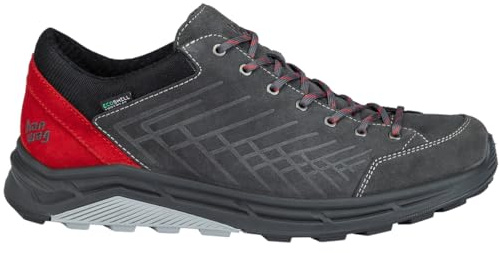 Hanwag M Coastrock Low Es Grau - Hochwertiger wetterfester Herren Volllederschuh, Größe EU 44.5 - Farbe Asphalt - Red