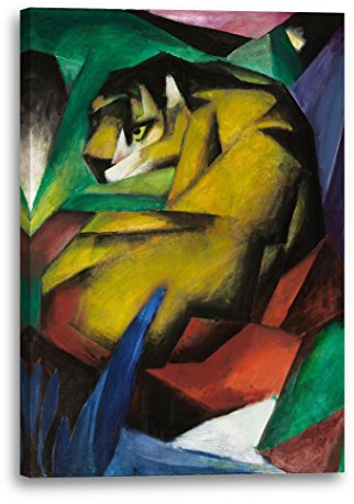 Printed Paintings Leinwandbild (30x40cm) Franz Marc: Der Tiger (1912), Leinwand auf Keilrahmen gespannt und fertig zum Aufhängen, hochwertiger Kunstdruck aus deutscher Produktion