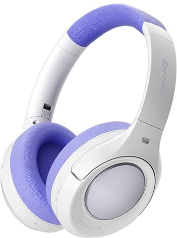 iKF King Pro Hybrid Active Noise Cancelling Kopfhörer, Bluetooth kabelloser Over-Ear mit HD-Mikrofon, 125 Stunden Spielzeit, 6 EQ-Modi, Transparenz-Modus, faltbar for Handys/Laptops/PC (violett)
