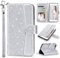 ULAK Compatible iPhone 7 Plus/8 Plus Wallet Case for Women, PU Leather Flip Cover with Card Holder Kickstand Protective Purse Case, Silver