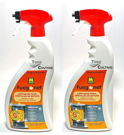 Limpia cristales estufas chimeneas hornos en pulverizador 2 Litros (2x1L). Limpia cristales de estufas y chimeneas de rapido efecto.