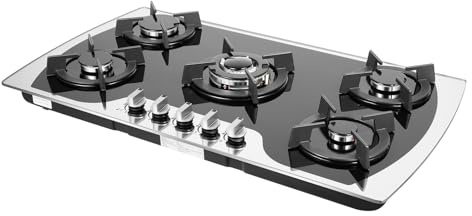 5 Burners Gas Stove 36 Inch Bulit-in Gas Stove Five Sealed Burners Propane Cooktop Gas Hob NG/LPG Convertible Cooktops Stainless Steel Gas Cooker for Home and Kitchen, Apartments