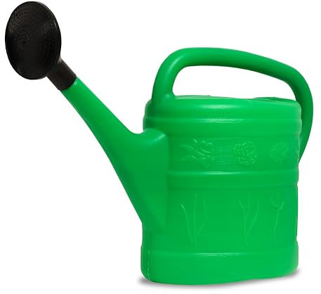 Bortaberg 14L Garden Watering Can with Detachable Sprinkler Head, Green Plastic