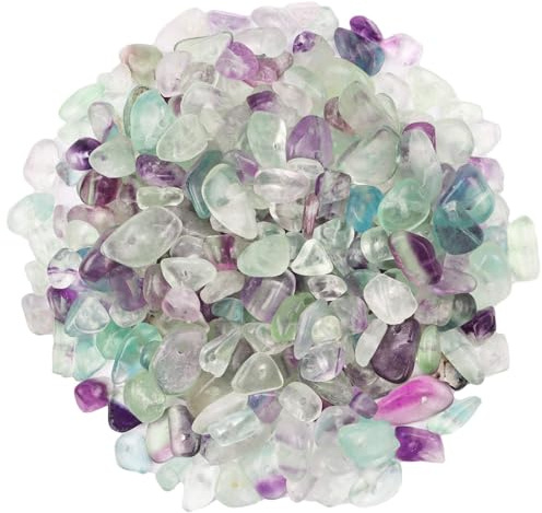500Pcs Fluorite Crystals Chips, 5-8mm Gemstone Beads, Irregular Natural Crystal Beads for Jewellery Making, Drilled Tumbled Chips for Bracelet Making