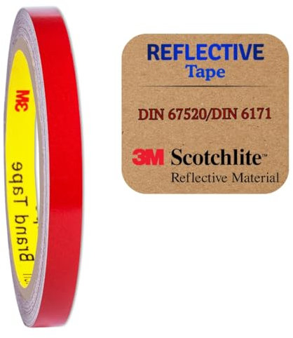 Nastro riflettente riflettente di sicurezza, impermeabile, prodotto con 3 m 610 C (rosso, 20 mm x 33 piedi/10 m)