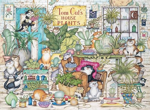 Ravensburger Crazy Cats - Tom Cat’s House Plants 500 Piece Jigsaw Puzzle for Adults and Kids Age 10 Years Up - Animals