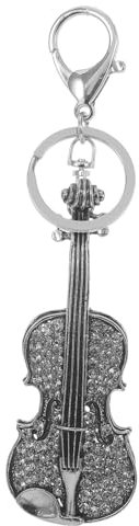 SAFIGLE Glitzer-Strass-Geigen-Schlüsselanhänger Stilvoller Musik-Schlüsselanhänger Taschendekoration Hängeanhänger