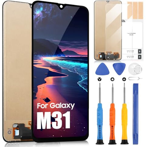 Schermo per Samsung Galaxy M31 M315 M315F SM-M315F/DS 6,4 LCD Display Digitizer Touch Screen Replacement Assembly con Riparazione Kit, Nero