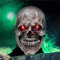 VAZILLIO Halloween Maske, Realistische Halloween Totenkopfmaske ，LED Glow -in-the-Dark Augen Skelettmaske für Erwachsene, Latex Gruselmaske mit beweglichem Kinn, Halloween Dekoration, Cosplay
