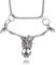 ZKGYUS Edelstahl Schmuck Totenkopf Anhänger Hohle Schädel Kette Augen Skeleton Tribal Gotik Halskette für Herren Damen Skelett-Halskette Halloween-Party-Dekorationen
