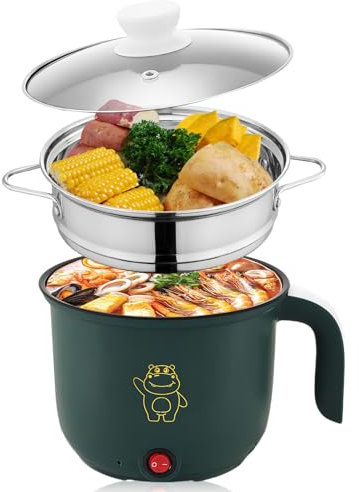 Elektrische Pfanne, Mini Elektrischer Hot Pot, 1.8 Litre Elektrische Hot Pot, Tragbare Antihaft Multikocher, Tragbare Schneller Suppentopf, Elektrischer Kochtopf Für Home Office Dorm+Dampfer